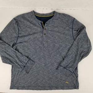 Tommy Bahama heathered blue long sleeve henley XL